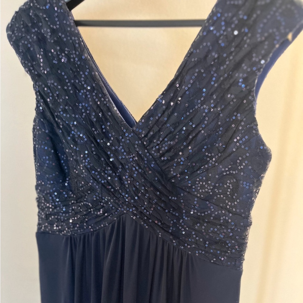 Elegant Navy Sequin Backless Dress